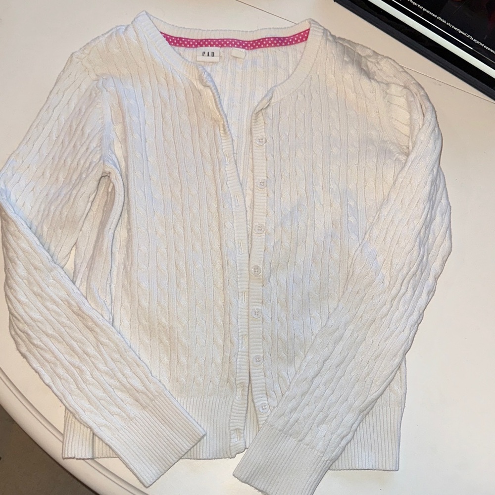 GAP Kids White Cardigan Sweater